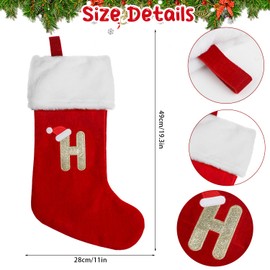 CCINEE 18 Inches Monogrammed Christmas Stockings with Letters,H Christmas Stockings Large Monogram Plush Stockings Embroidered Letter Stockings for Christmas Family Fireplace Decoration