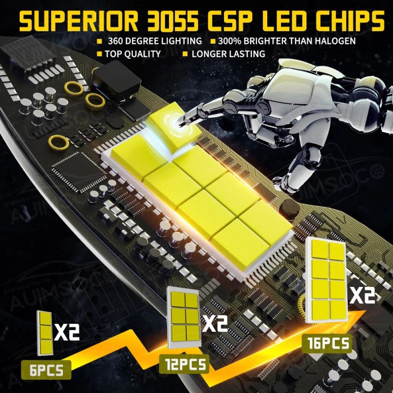 AUIMSOCO 9005 9005 LED Headlight KIT Combo Bulbs 10000K High&Low