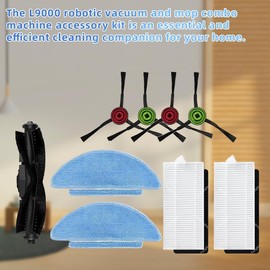 (9PCS) Main Brush/Side Brush/Mop Cloth/HEPA Filter Compatible with Tikom L9000 L8000 Airzeen Q6 SE iLife T10S Laresar L6 nex SL60D SG60 SL61 Robot Vacuum Cleaner Spare Parts