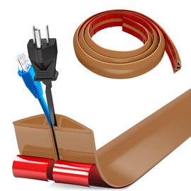 Floor Cord Covers Channel, Floor Cable Cover Protector, 3cm x 2m Heavy Duty Wire Cover, Protect Cables and Prevent Trip Hazards, Suitable for All Power Cords, Home, Warehouse, School(Light Brown)