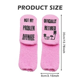 Retirement Gifts for Women, Funny Socks Retirement Gift Ideas, Cozy Soft Slipper Socks, Fluffy Long Stockings Funny Socks Gifts for Women Friend Retirees Colleagues