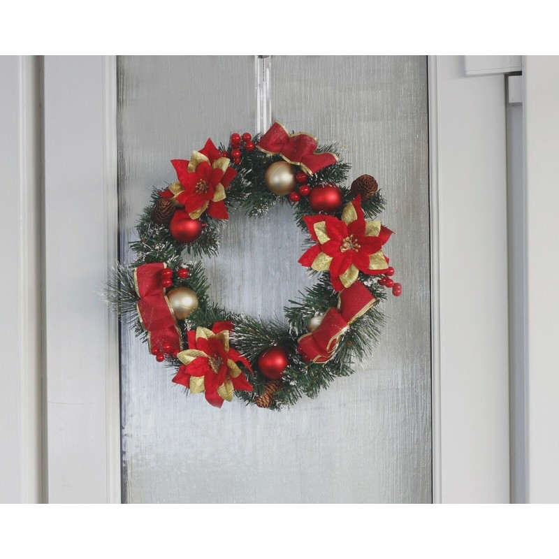 tinsel time 40cm Traditional Christmas Pine Wreath with Baubles, Assorted