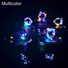 Yeuago - Paquete de 8 luces solares para exteriores, diseño de estrella de hadas y luciérnaga, luces solares de cadena (sin tarros), luces solares impermeables con ganchos para tarros de boca regular