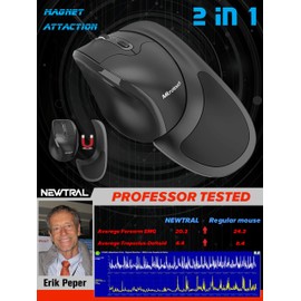 Newtral Semi-Vertical Ergonomic Mouse 3, Wired USB Medium Size, All Buttons Programmable, 1000/1500/2000/2500/3200/4800 DPI, Detachable Magnetic Palm Support black