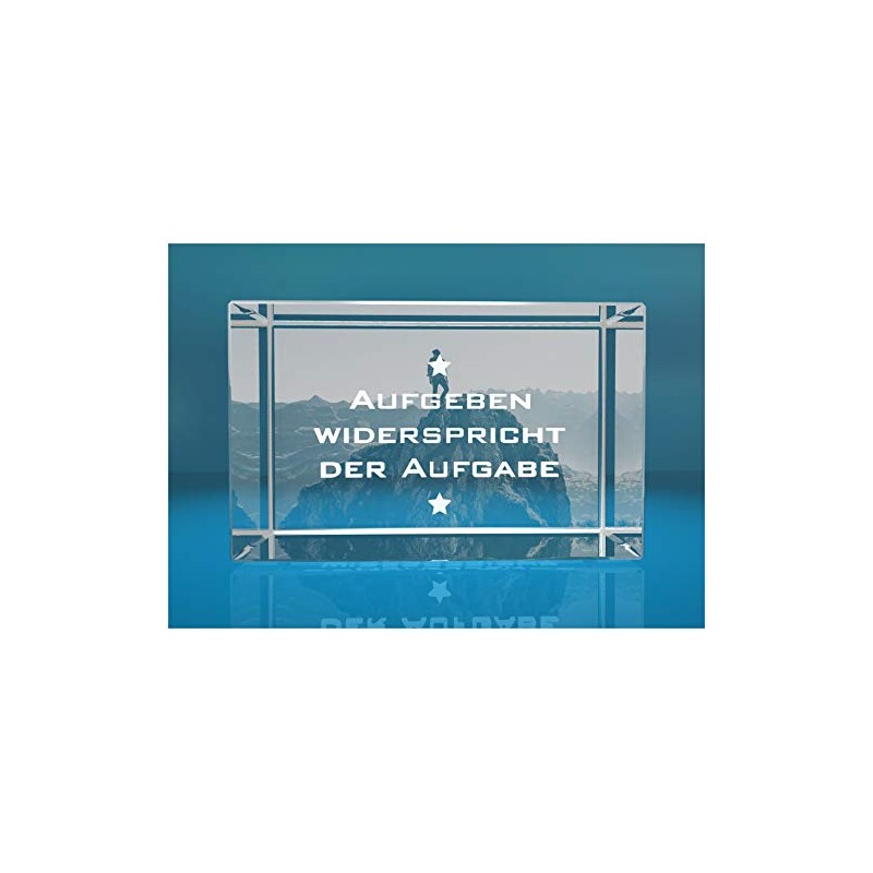 ELUNO 3D Glass Cuboid | Motivational Saying | Giving Up