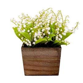 National Tree Company Artificial Flower Bouquet, Lily of The Valley Flowers, White, Includes Wood Box, Spring Collection, 10 Inches