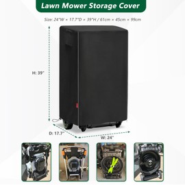 SoloToo Lawn Mower Cover Waterproof, Universal Fit for 20-21 Inch Folding Cordless Lawn Mowers, Durable Outdoor Storage Protector (Black)