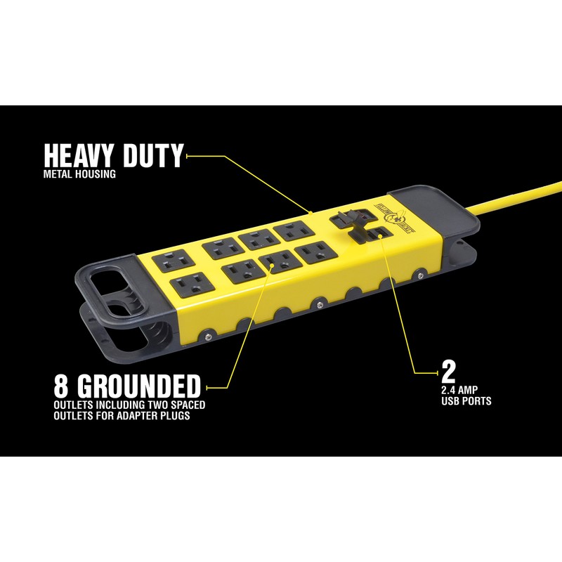 Yellow Jacket - Tira protectora de sobretensión de metal, 8-Outlet