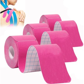 Kinesiotapes Pre-Cut 3 Rolls 60 Strips Kinesiology Tape Waterproof Physio Tape and Sports Tape for Sports, for Knee, Shoulder and Elbow, Muscle Firming Bands 5 m x 5 cm (Pink)