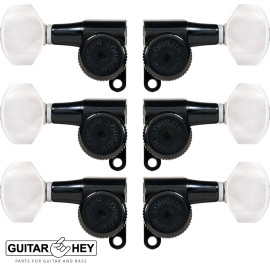 Hipshot NEW Hipshot Locking M6 Schaller Mini Style Keys PEARLOID Buttons Set 3x3 - BLACK