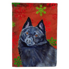 Caroline's Treasures LH9339GF Schipperke Red and Green Snowflakes Holiday Christmas Flag Garden Size, Small, Multicolor