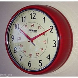 STUNNING SHABBY CHIC RETRO STYLE KITCHEN WALLCLOCK RED