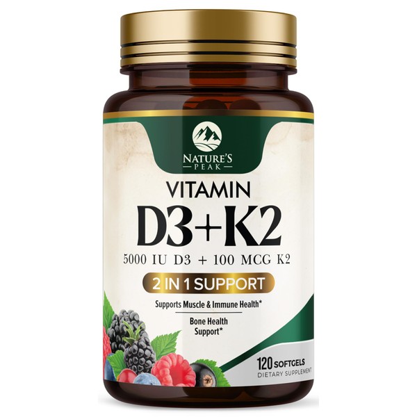 Vitamin D3 K2 Supplement | 5000 IU Vitamin D3 &