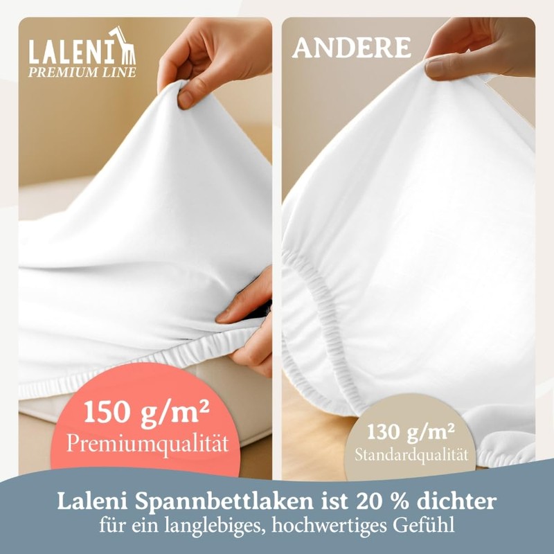 Laleni Premium fitted sheets for bassinets, rectangular, breathable, 100% cotton