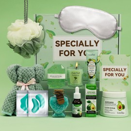 Spa Gifts Set Unique Bath Gift Set for Women Self Care Gifts Relaxing Spa Gifts Bath Spa Gift Basket for Women With Care Package Home Spa Products For Birthday Gifts (Avocado)