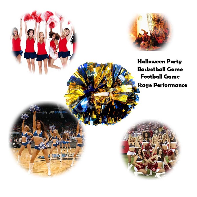Hooshing 2 Pack Cheerleading Pom Poms Blue and Gold with