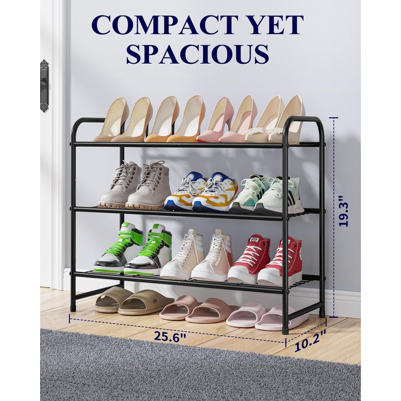 Kitsure Shoe Rack - Stainless Steel Shoe Organizer, Sturdy Shoe