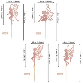 Cupcake-Topper mit Glitzer-Flügel, Blume, Engel, Fee, Cupcake-Picks, Ballett-Tänzerin, Kuchendekorationen für Hochzeit, Brautparty, Babyparty, Kindergeburtstag, Partyzubehör, Roségold, 24 Stück