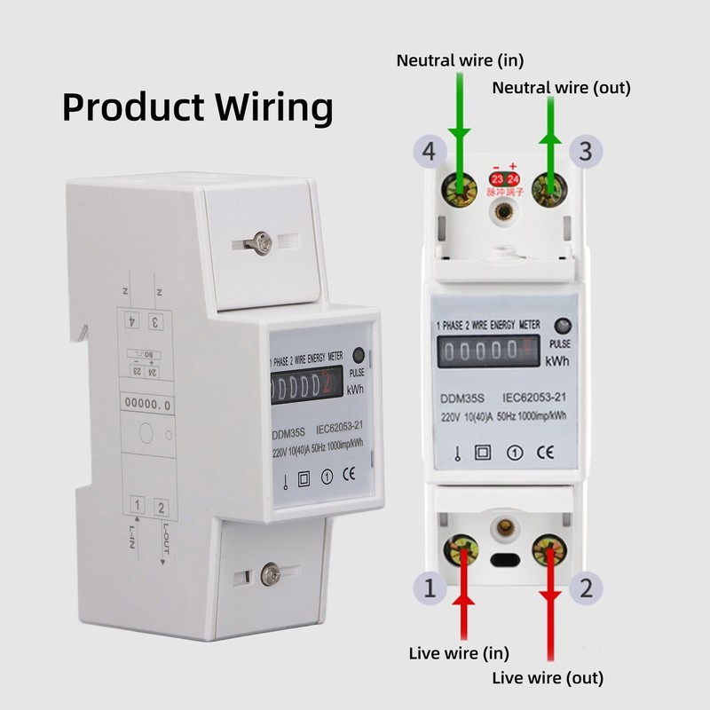 Single Phase Energy Meter Tester Digital Din Rail Electricity Monitor