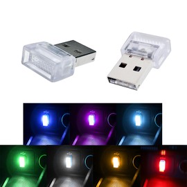 OSIRCAI 2Pcs USB LED Atmosphere Lights Mini Car Interior Accessories Ambient Lamp Universal, Mini USB LED Decoration Night Light, USB Night Light for All Car Interiors (Multicolor)