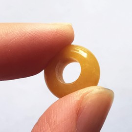 Manekieko Pack of 15 Natural Large Hole Loose Stone Rondelle Beads Crystals and Healing Stones, 6 mm DIY Jewellery Makings, Yellow Jade