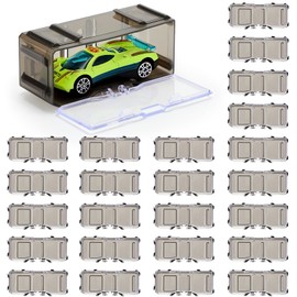 Marsui 50 Pcs 1/64 Scale Toy Cars Organizer Storage Case Clear Individual Toy Car Display Case1.4 x 1.4 x 3.5 Inches