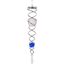 CIM Wind Spiral - Twister Version - includes Swivels, Hooks and Nylon Cord - Attractive Decoration, Crystal Twister Blue