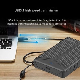 Lyaciomn USB 3.1 Mobile Hard Disk Box 2.5 Inch SATA Hard Disk Box SSD Enclosure Support 15mm Hard Drive for Computer Notebook