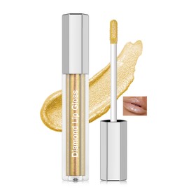 Gold Chameleon Glitter Lip Gloss,Metallic Shimmer Longlasting Plumping Non Sticky Lipgloss For Mature Lips,Iridescent Color Changing Holographic Lipstain For Party&Cosplay,Vegan Formula Lip Makeup-08