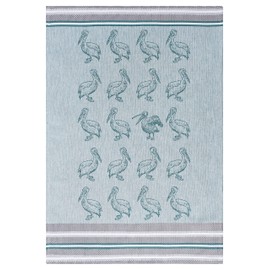 Moon Luxury Pack of 4 Tea Towels Approx. 50 x 70 cm 100% Cotton with Pelican Pattern (Petrol)