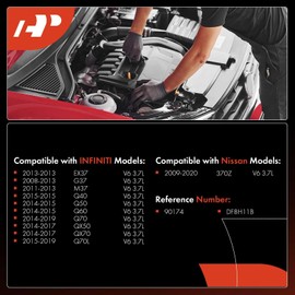 A-Premium Double Iridium Spark Plugs Compatible with Infiniti Q50 2014-2015, QX50 2014-2017, Q60 2014-2015, G37 2008-2013, M37 2011-2013, QX70, Q70, Q70L, FX37 2013, Q40 & Nissan 370Z, Pack of 6