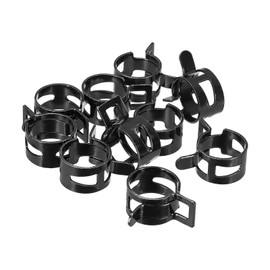 M METERXITY Pack of 10 Spring Pipe Clamp - Industrial Steel Band Clamp Fuel Line (22 mm Black)