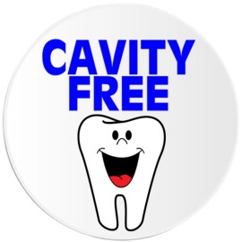 Kiwi Gifts Cavity Free - 25 Pack Circle Stickers 3 Inch - Kids Dentist Dental Tooth Smile