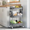 TOOLF Rolling Carts with Wheels, 3 Tier Rolling Utility Cart,