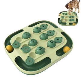 TERLOPBON 2-in-1 Cat Puzzle Feeder - Interactive Intelligence Toy with Rolling Ball Track & Treat Dispenser | Dual-Level Mental Stimulation for Indoor Cats' Boredom Relief (Dark Green)