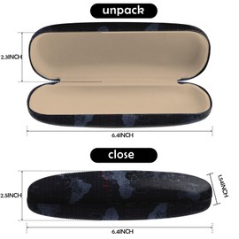 Cabreche Glasses Case Hard Shell Eyeglass Portable Glasses Eyeglasses Holder Box with Cleaning Cloth Women Girls Men Cute Cool-World Map