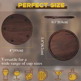 Wood Coasters with Metal Holder, GOH DODD Set of 6 Wooden Coaster Set for Drinks Desk Coffee Table Home Kitchen Office Bar, Tabletop Protection Living Room Decor, Walnut Coasters, 4 Inch