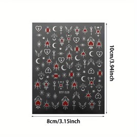 Moon & Star Pattern Nail Art Sticker (6 Counts), Self Adhesive Nail Art Decal, Nail Art Supplies for Women & Girls