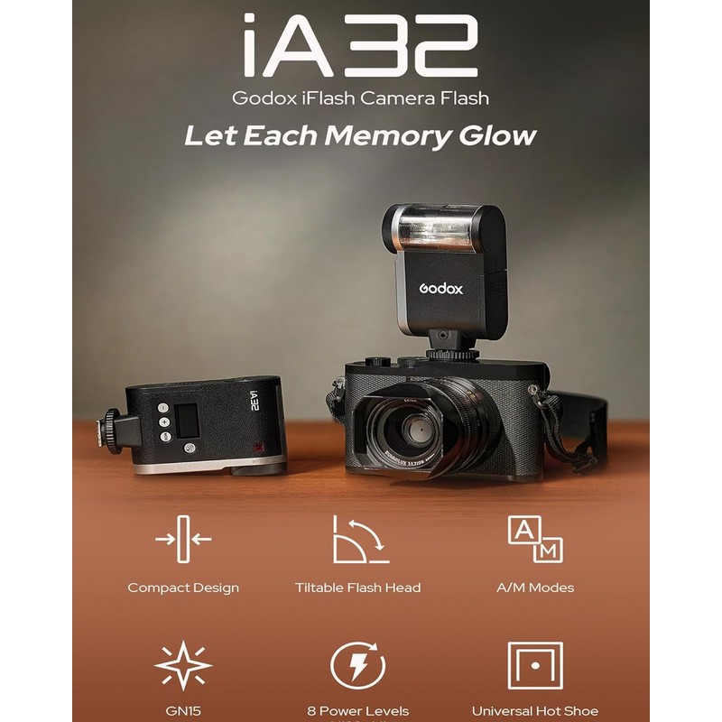 GODOX iA32 Mini Flash Speedlite Hot Shoe Flashes for Fuji,