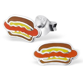Hot Dog Earrings 925 Sterling Silver