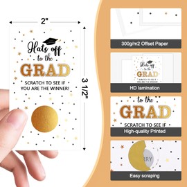 COCHIE 30 Cards Scratch Off Graduation Party Game, Class of 2025 Door Raffle Grad Games, Graduation Parties Supplies Favor Decorations (White Gold)