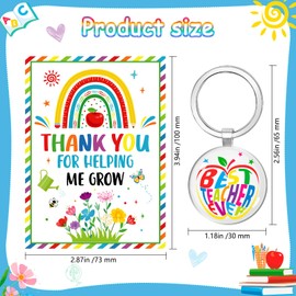 HOWAF 6pcs Teacher Appreciation Gifts Teacher Keychain Teacher's Appreciation Cards,Thank You Gifts for Teachers,Teachers Keychains In Bulk with Thank You for Helping Me Grow Cards
