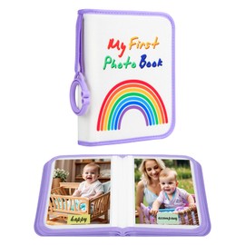 Baby's My First Photo Album for Baby Holds 21 4x6 Photos, Baby Photo Album Soft Cloth Family Book, My First Family Album for 4x6 Baby Shower Kids Toddlers Family Pictures, Toddler Photo Album (Purple)