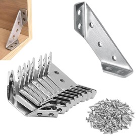 12PCS Universal Stainless Steel Furniture Corner Connector，CSLGDMAI Trapeziform Corner Bracket with 84PCS Screws，Corner Connectors for Wood, Used for Cabinets, Tables and Chairs