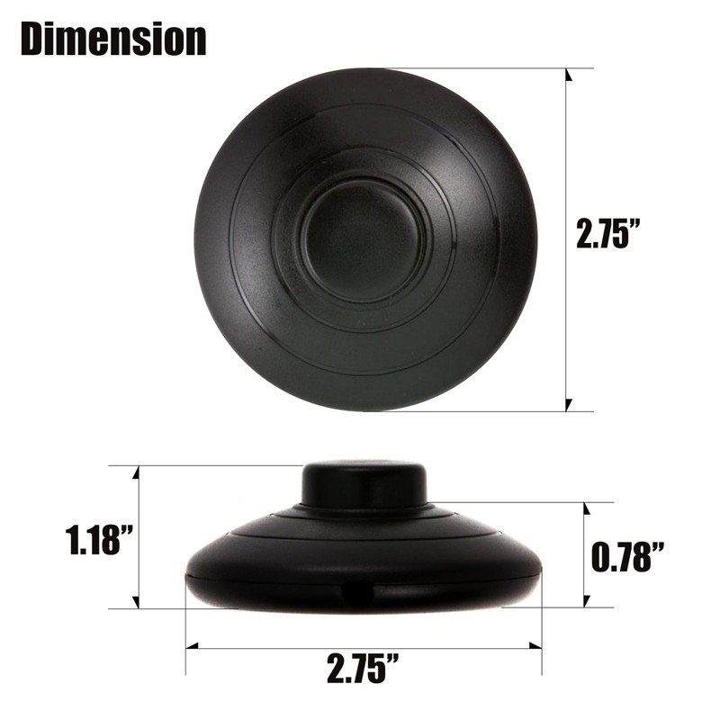 UL-Certified 4-Pack Foot Pedal Switch, Round Floor Lamp Inline Switch