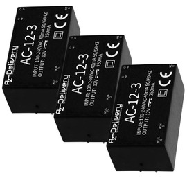 AZDelivery 3 x 220V to 12V Mini Power Supply Compatible with Arduino and Raspberry Pi