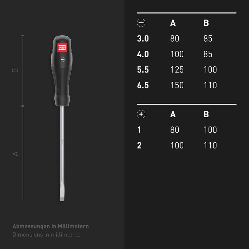 INBUS® 73790 Screwdriver Set 6-Piece, SL3-6.5 & PH1-2, with HybridTouch