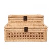 UoeRing Rattan Decorative Box With Lid, Glass Display, Rectangular, Set