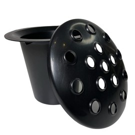 Memorial Grave Flower Pot - 12cm tall Sturdy Plastic Grave Inserts for Headstones - Perfect for Funeral Flowers, Grave Vase (1 x Black Lid)