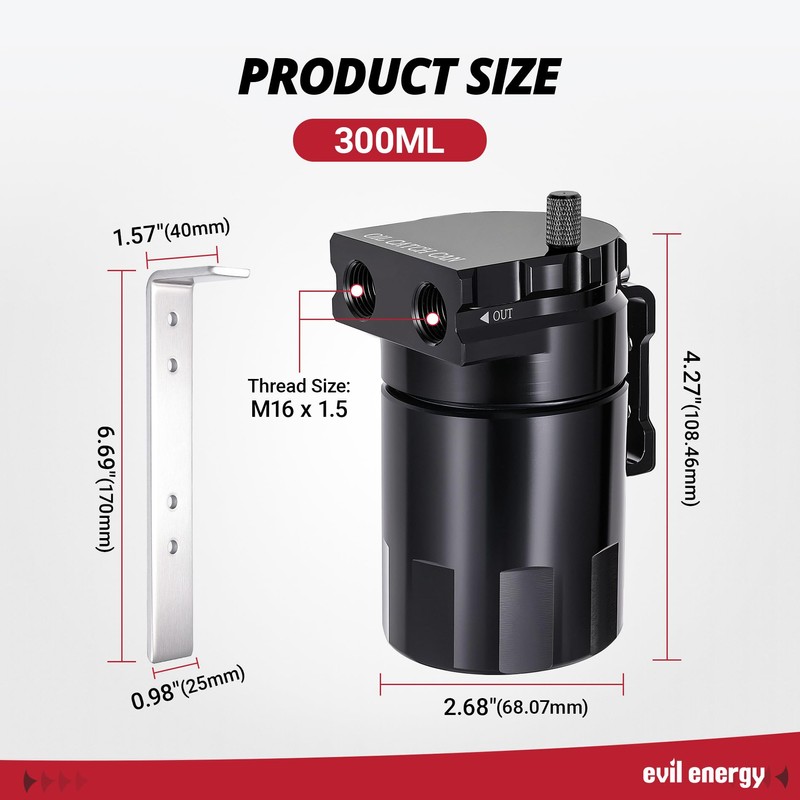 EVIL ENERGY Oil Catch Can, 300ml Baffled Catch Can Kit,